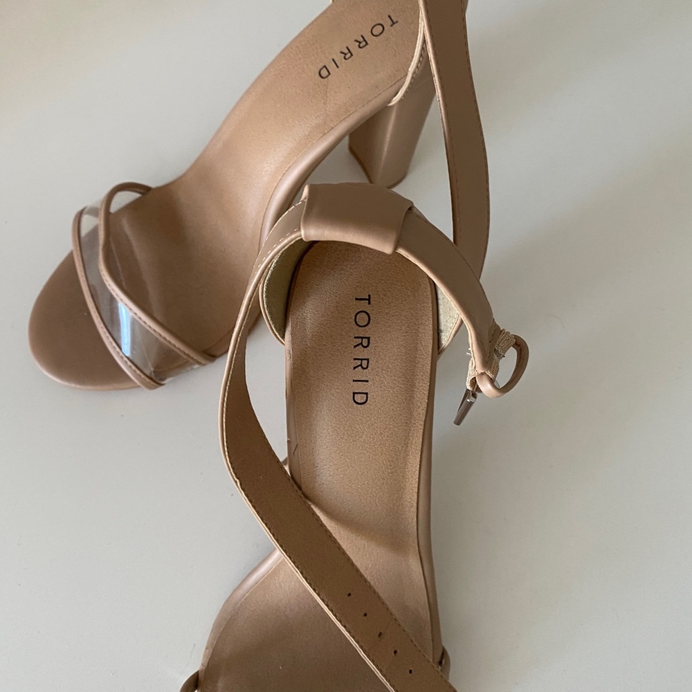 Torrid Beige & Clear Heels 4” never worn
